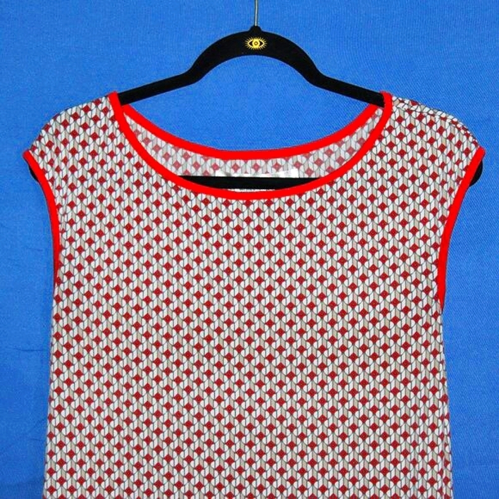 Studio M Geometric Print Midi Dress - Women's Size S - Red & Gray - Sleeveless